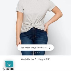 Lush Tamara Cropped Knot Front Knit Top